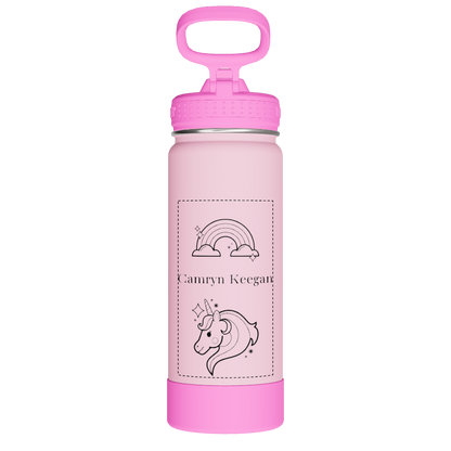 Actives Kids Glow In The Dark Water Bottle With Straw Lid - customized